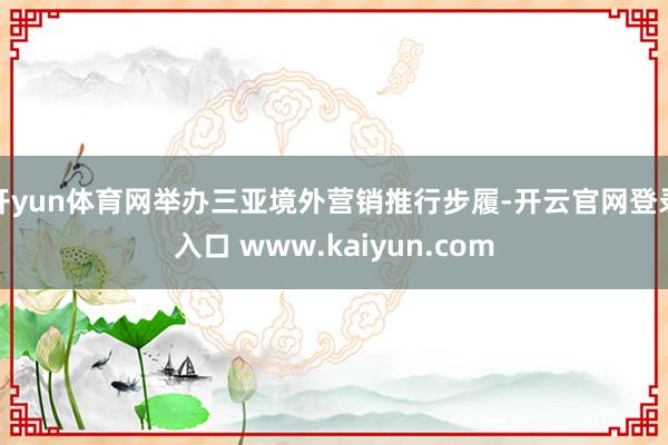 开yun体育网举办三亚境外营销推行步履-开云官网登录入口 www.kaiyun.com
